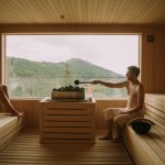 Young couple relaxing in the sauna