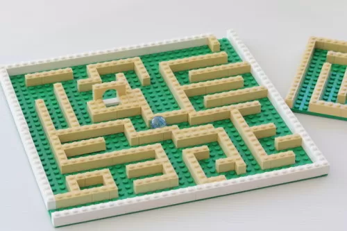 http://thecraftymummy.com/2014/07/kids-lego-marble-run/